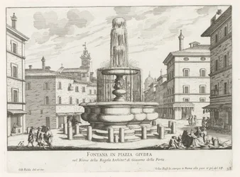 Fountain on Piazza Giudia in Rome (title on object: Fountain in Piazza Giudea) (series title: Fountains of Rome)