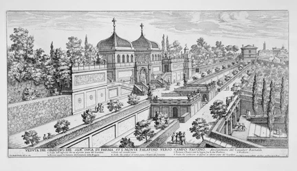 Garden of the Duke of Parma on the Palatine Hill, looking towards Campo Vaccino, Rome, from 