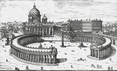 View of Piazza San Pietro with the Basilica of Saint Peter and the Vatican Palaces, engraving by Giovanni Battista Falda. 1665