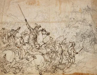 Battle Scene with Elephants and Orientals