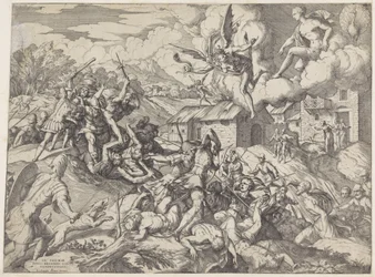 Soldiers of Aeneas Fighting with Servants of King Latinus
