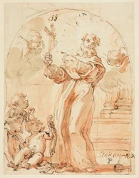 Standing Franciscan Saint Holding Crucifix
