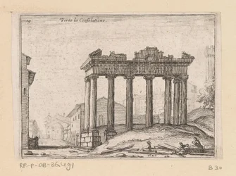 Ruins of the Temple of Saturn on the Roman Forum in Rome (Views of Rome)