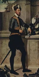 A Knight with his Jousting Helmet