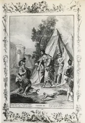 Jerusalem Delivered, canto III, illustration by Giovanni Battista Piazzetta (1683-1754) for poem by Torquato Tasso (1544-1595), edition published in Venice in 1745, Italy