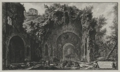 View of the spring and grotto of Egeria outside the Porta Capena, or of San Sebastiano, from: Vedute di Roma