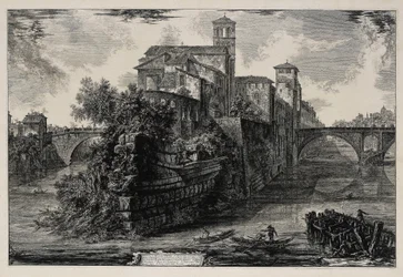 View of Tiber Island (from: Vedute di Roma)