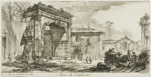 Arch of Galienus. Facade of the Church of S. Vito, plate 29 from Some Views of Triumphal Arches and other monuments