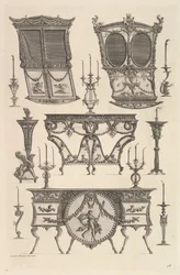 Miscellaneous Furniture Including Two Sedan Chairs, a Side Table and a Commode