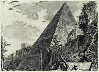 Pyramid of Gaius Cestius (from: Vedute di Roma)