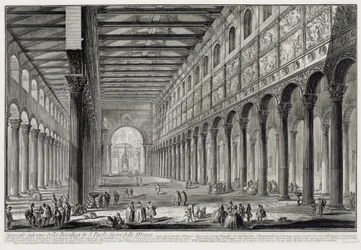 Section through the interior of the Basilica of San Paolo fuori le Mura (from: Vedute di Roma)