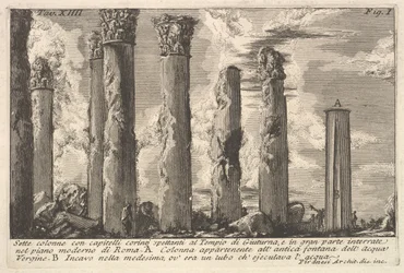 Seven Columns of the Temple of Juturna with Corinthian Capitals, 18th Century