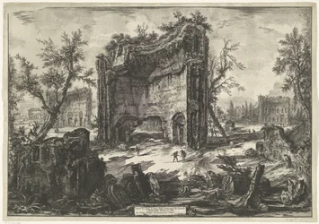 Thermen van Trajanus te Rome Veduta degli Avanzi delle Fabbriche del Secondo Piano delle Terme di Tito (title on object) Gezichten op Rome (series title) Vedute di Roma disegnate ed incise da Giambattista Piranesi architetto Veneziano (series title)