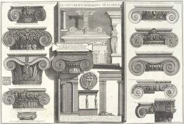 Various Roman Ionic Capitals Compared with Greek Examples, mid-18th century