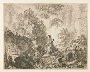 Vedute di Roma: Frontispiece with statue of Minerva