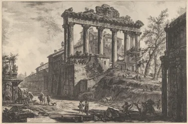 View of the So-Called Temple of Concord with the Temple of Saturn, on the Right the Arch of Septimius Severus