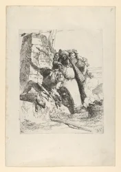 A Magician, a Soldier and Three Figures Watching a Burning Skull from the Scherzi