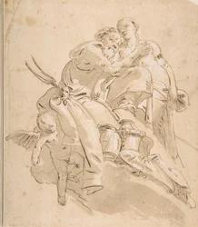 Marine Deity with Attendant Female Figure