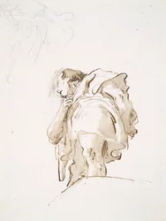 Standing Male Figure Seen Obliquely from Below