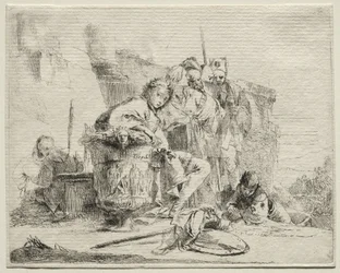 Various Caprices: Young Man Seated, Leaning Against an Urn