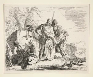 Young Soldier with Philosopher and Seated Woman, from the series Vari Capricci