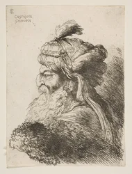 Head of an Old Man with a Turban Facing Left, ca. 1645-1650 (from the Series of Small Heads)
