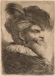 Man with a Long Beard and Headdress, Facing Right