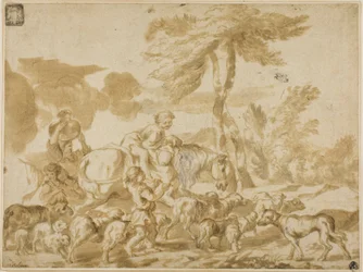 Peasant Family with Sheep and Dog