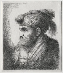 The Large Heads of Men in Oriental Headdress: A Man Nearly in Profile and Turned to Left