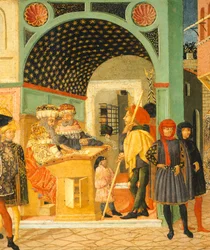 Stories of Susanne, circa 1450, right side of painted chest by Giovanni di Ser Giovanni, known as Lo Scheggia, Detail