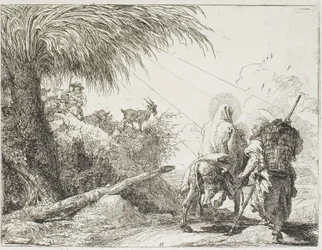 Joseph and Mary Passing a Shepherd and His Flock, plate eleven from The Flight into Egypt