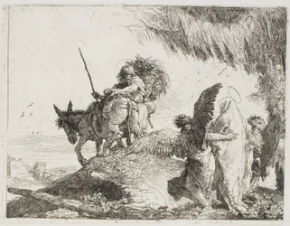 Mary, Supported by Two Angels, Follows Joseph, plate 26 from The Flight into Egypt