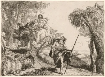 The Holy Family Descending a Path near Shepherds