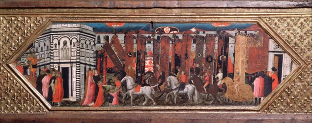 Processione dei pali di San Giovanni (Wooden chest with representations of the feast of San Giovanni Battista in Florence)