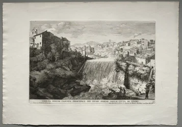 View of the Main Waterfall of the Aniene River in the city of Tivoli