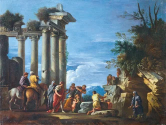A temple ruin with Pythagoras Emerging from the Underworld, Second Half of the 17th century
