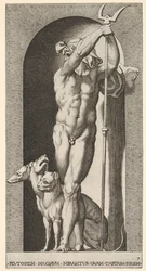 Pluto in a Niche, Holding a Bident, with Cerberus Next to Him