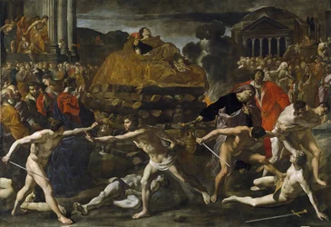 Cremation. Painting by Giovanni Lanfranco (1582-1647)
