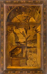 Lignaean Canonical Choir, Inlaid by Giovanni Maria Platina 1484, Superior Stall