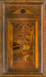 Lignaean Canonical Choir, Inlaid by Giovanni Maria Platina 1484, Superior Stall