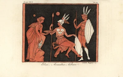 Greek Warriors in Helmets, Armour, and Labarum Standards
