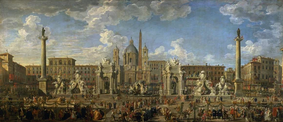 Preparation for the Firework Display Held at Piazza Navona, Rome, to Celebrate the Birth of the Dauphin