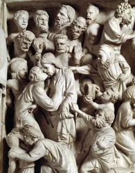 Detail of the Reliefs of the Chair by Giovanni Pisano: The Kiss of Judas (Detail)
