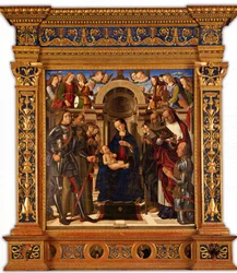 Madonna and Child Enthroned Between Saints George, Francis of Assisi
