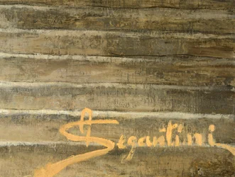 Signature of painter, detail showing Giovanni Segantini (1858-1899)