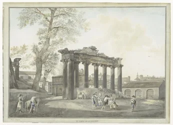 View of the Temple of Saturn in Rome