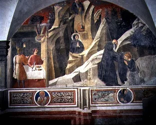 St. Benedict Receiving Bread and a Cloak from the Hermit Romano (detail)