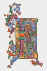 Initial R or B: Saint Michael and the Dragon, cutting from an antiphonal