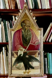 St John the Evangelist shown with his symbol, an eagle, 15th century