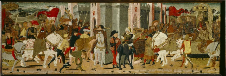 Panel of Cassone: Triumphal Entry of Romulus and Tatius into Rome